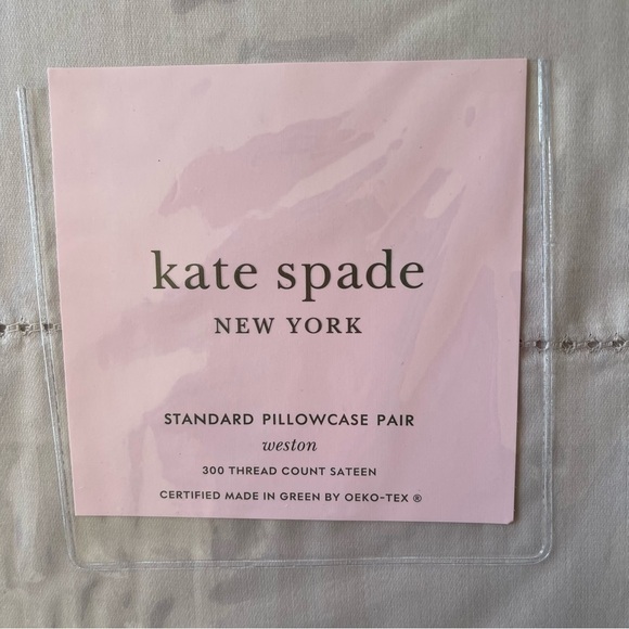 Kate Spade Standard Size Set of 2 Taupe Pillowcases cotton New - Picture 3 of 4